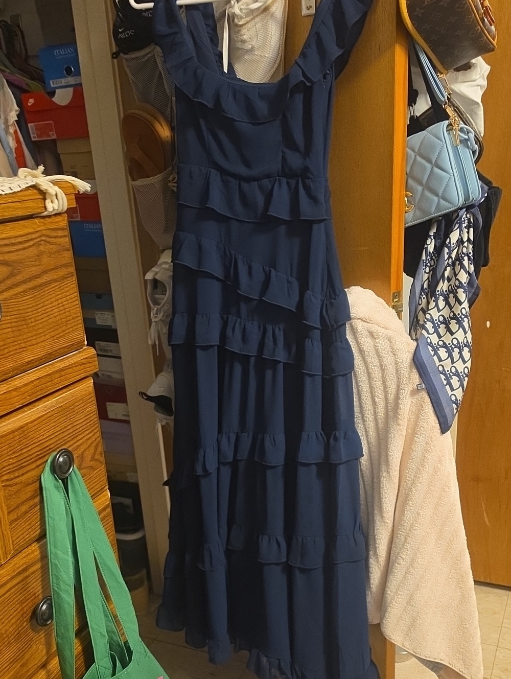 Altar'd State Navy Ruffle Tiered Maxi Dress